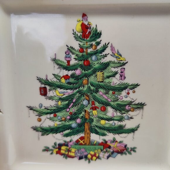 Spode Christmas Tree Pierced Square Serving Tray Holiday Cut Out Dish 7"  NEW - Picture 3 of 4